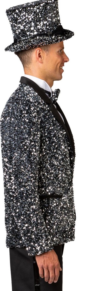 Show Jacke mit Silber Pailletten deluxe Größe 52