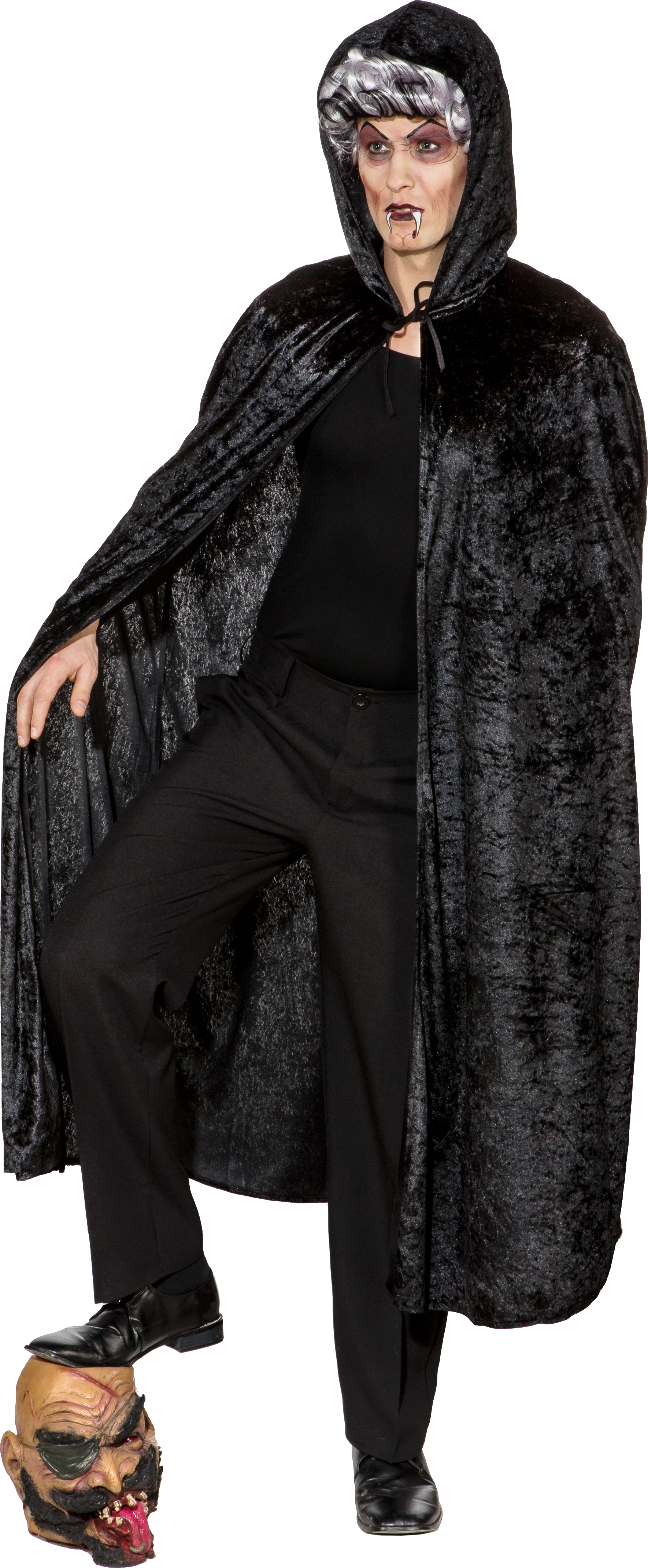 Umhang mit Kapuze schwarz