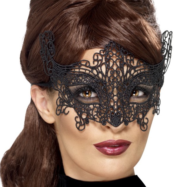 Venezianische Maske schwarz aus Spitze