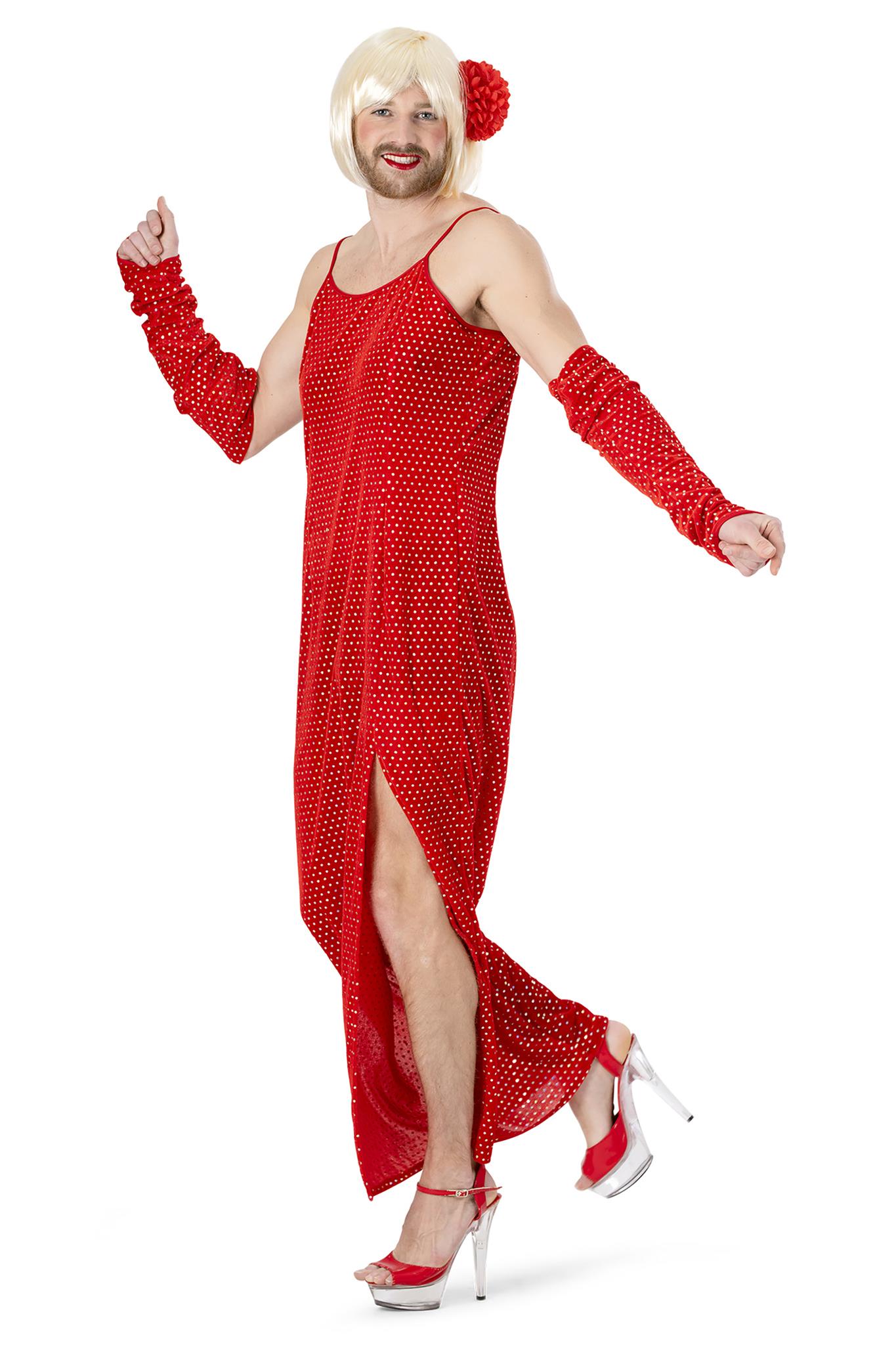 Diva Kleid für Herren rot Gr.48/50 mit Handschuh