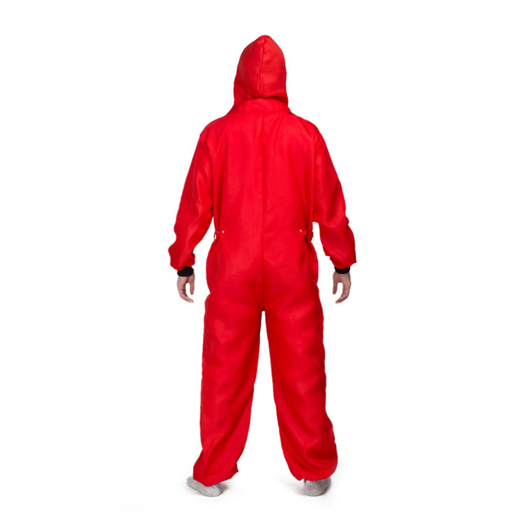 Roter Overall mit Kapuze und Maske M/L für Erwachsene