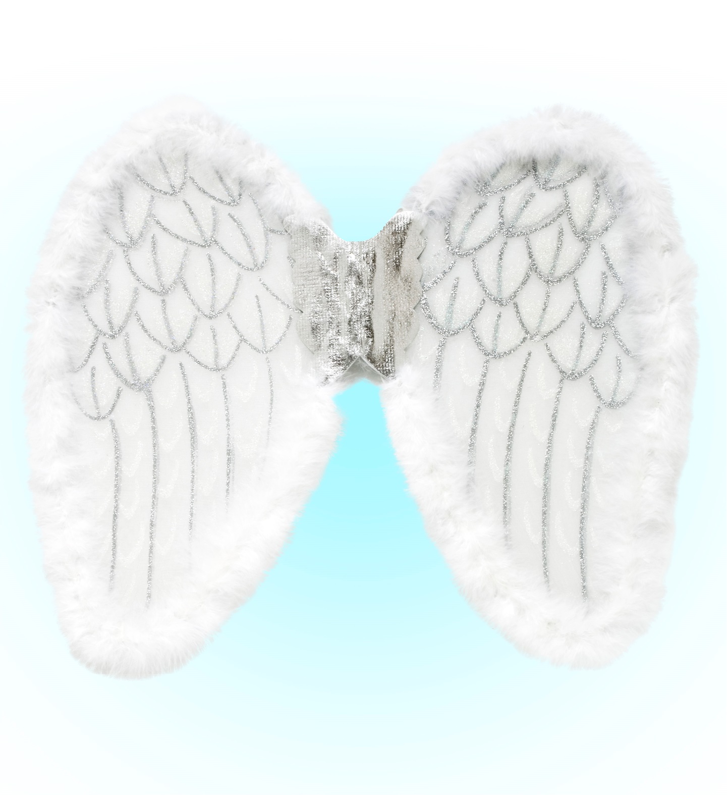 Glitter Engelsflügel weiss-silber 50x40cm