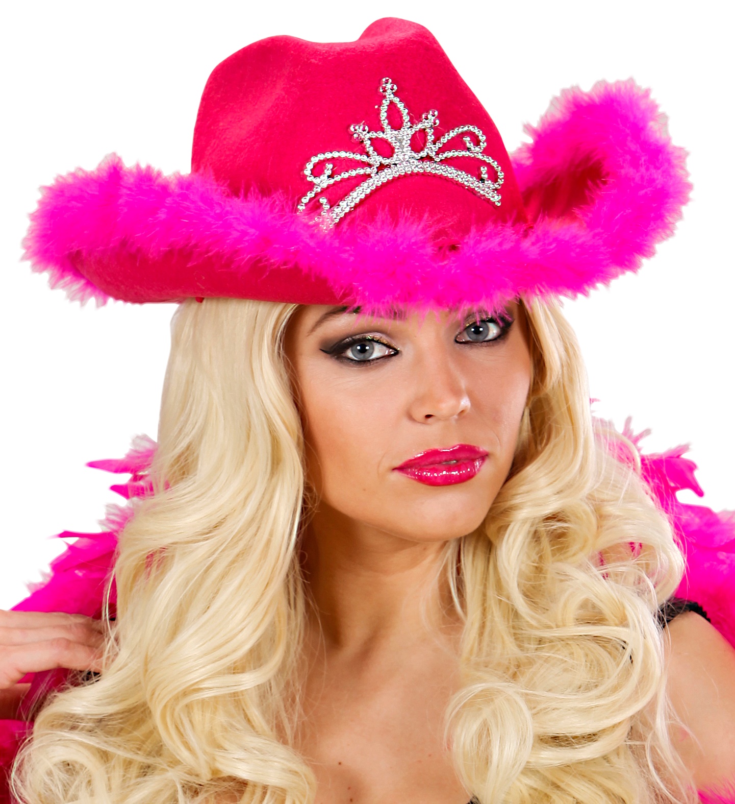 Cowboy Hut pink Glitzer und Marabou