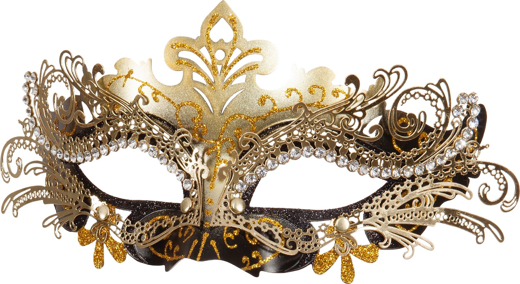 Metall  Makse schwarz-gold mit Strass Steinen