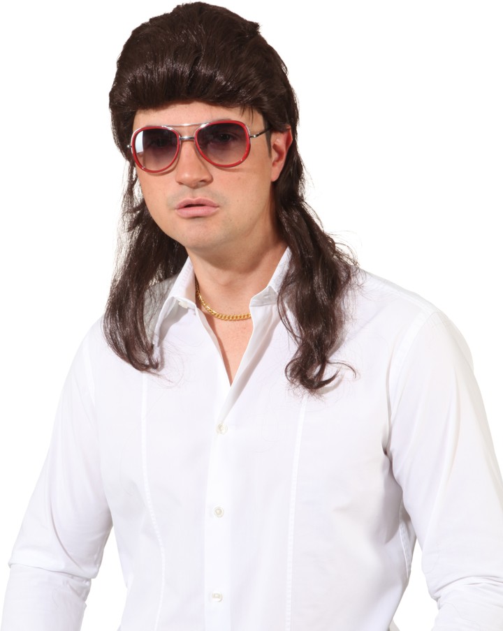 Vokuhila Perücke braun