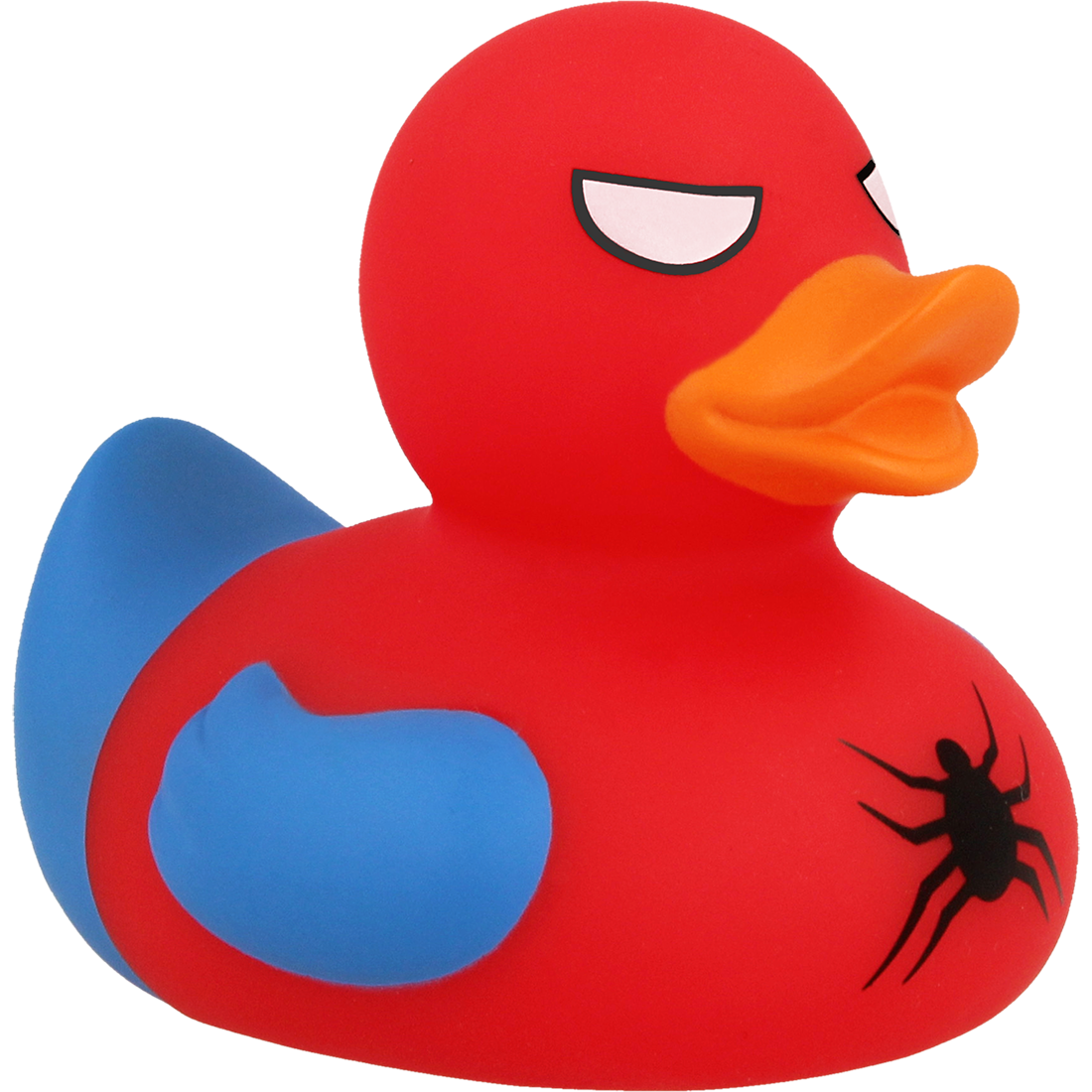 Badeente "Spider" rot-blau   ca. 8,5cm