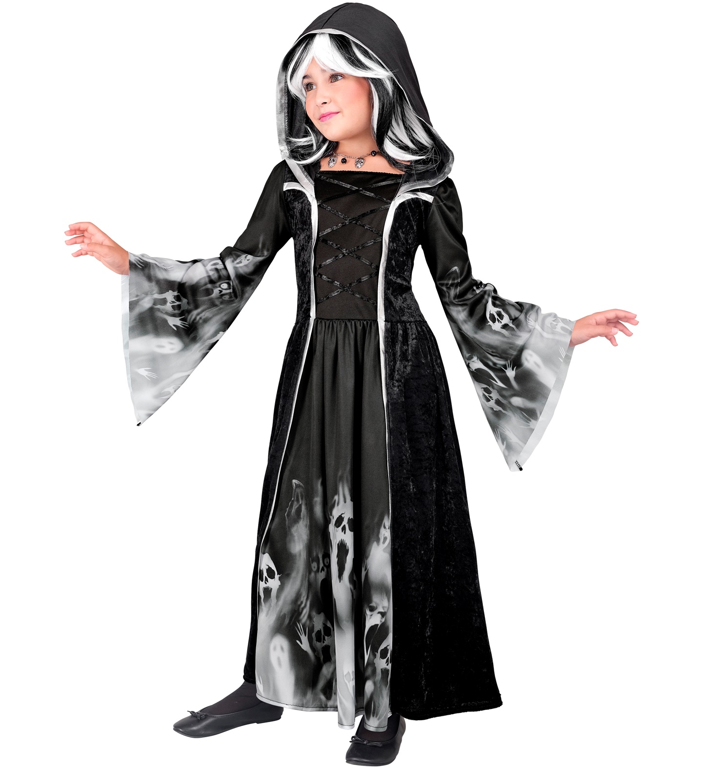 Screaming Kleid mit Kapuze Gr. 158 schwarz-grau