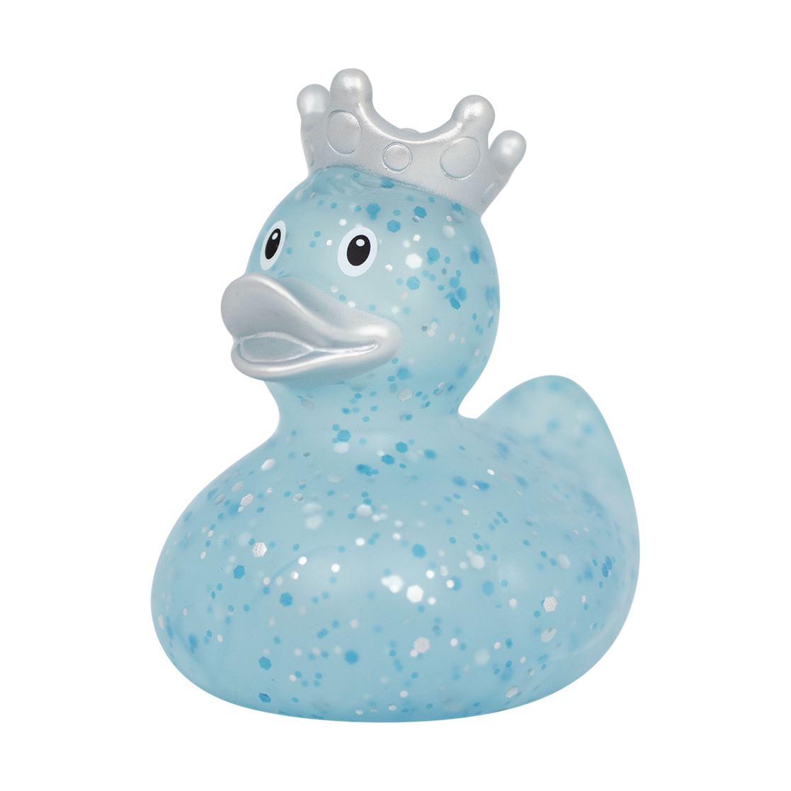 Blaue Glitzer Badeente mit Krone ca. 8,5cm