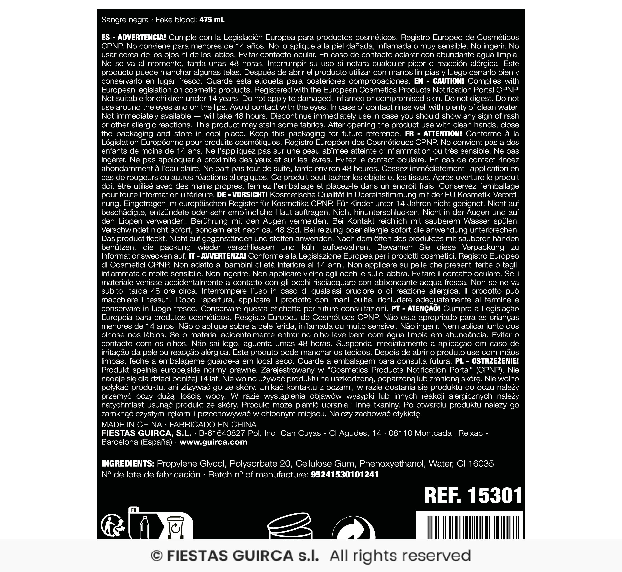 Kunstblut 475ml Flasche  auswaschbar