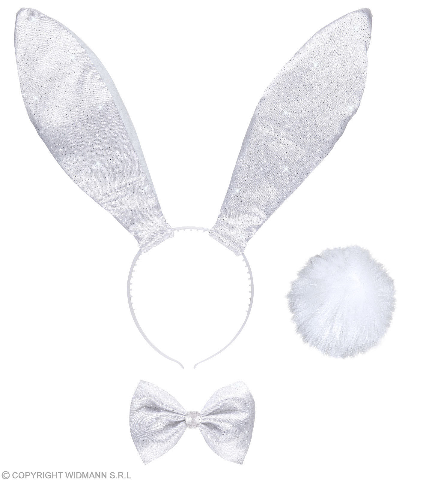 Glitter Hasen Set weiss  *)