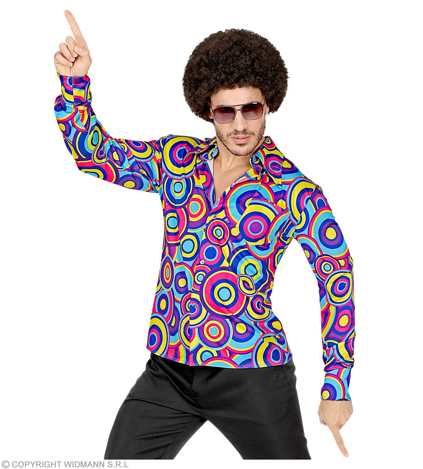 70er Jahre Hemd  Bubble-Blue L/XL