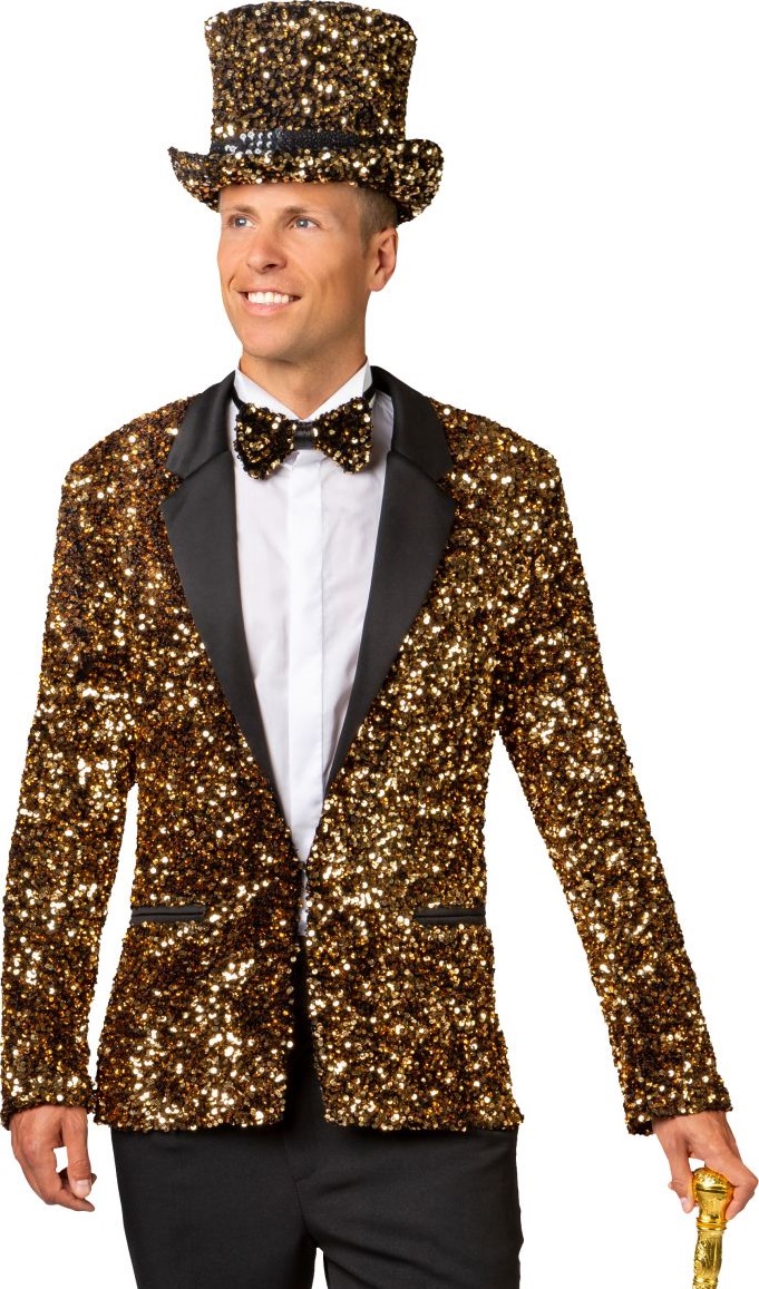 Glitzer Pailletten Jacke in Gold Größe 56 deluxe
