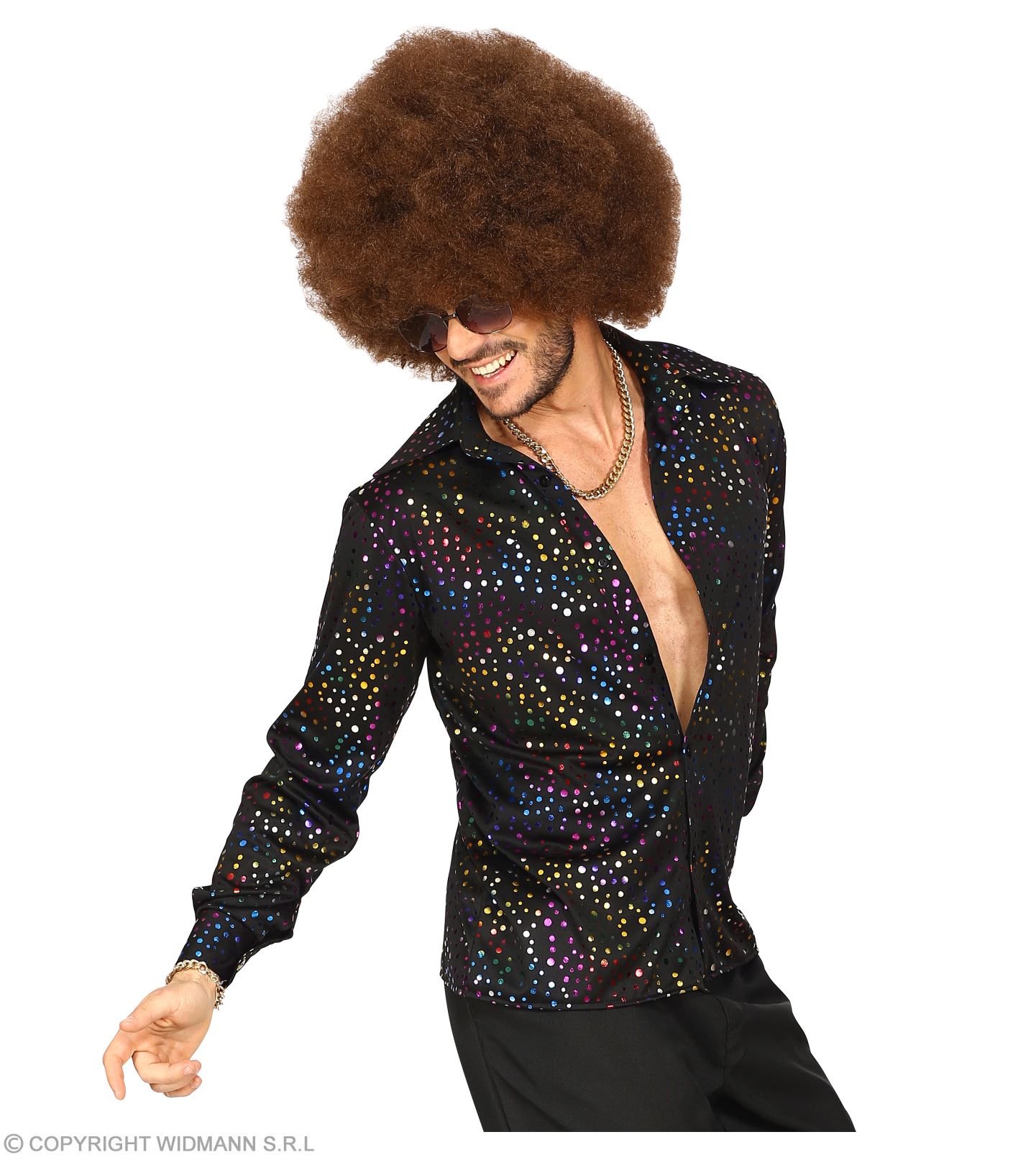 Disco Shirt  XXL schwarz-glitter
