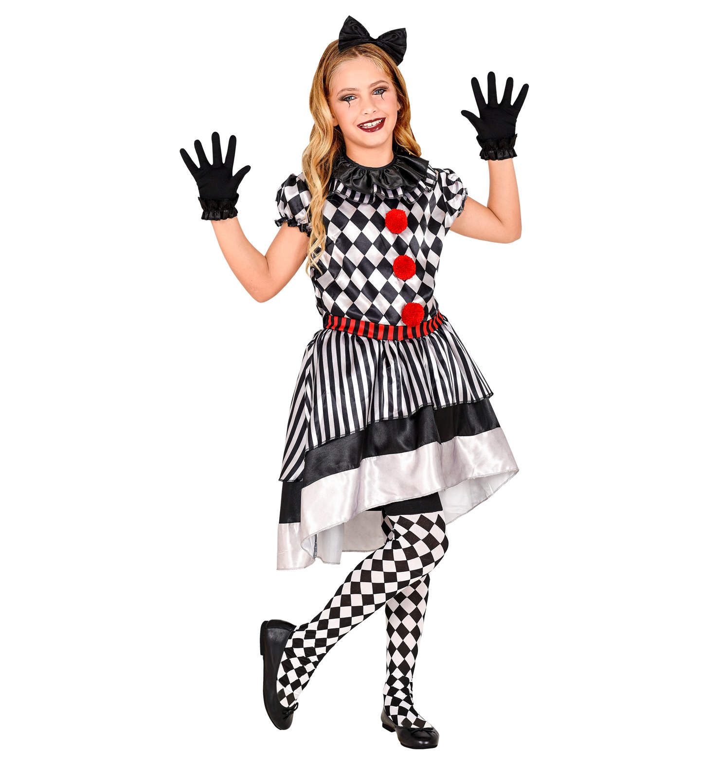 Clown Kleid schwarz--weiß XXS Teenager