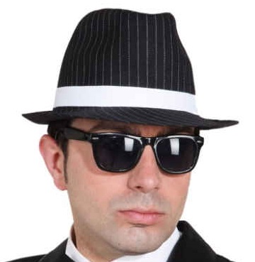 Ganovenhut Nadelstreifen schwarz-weiss