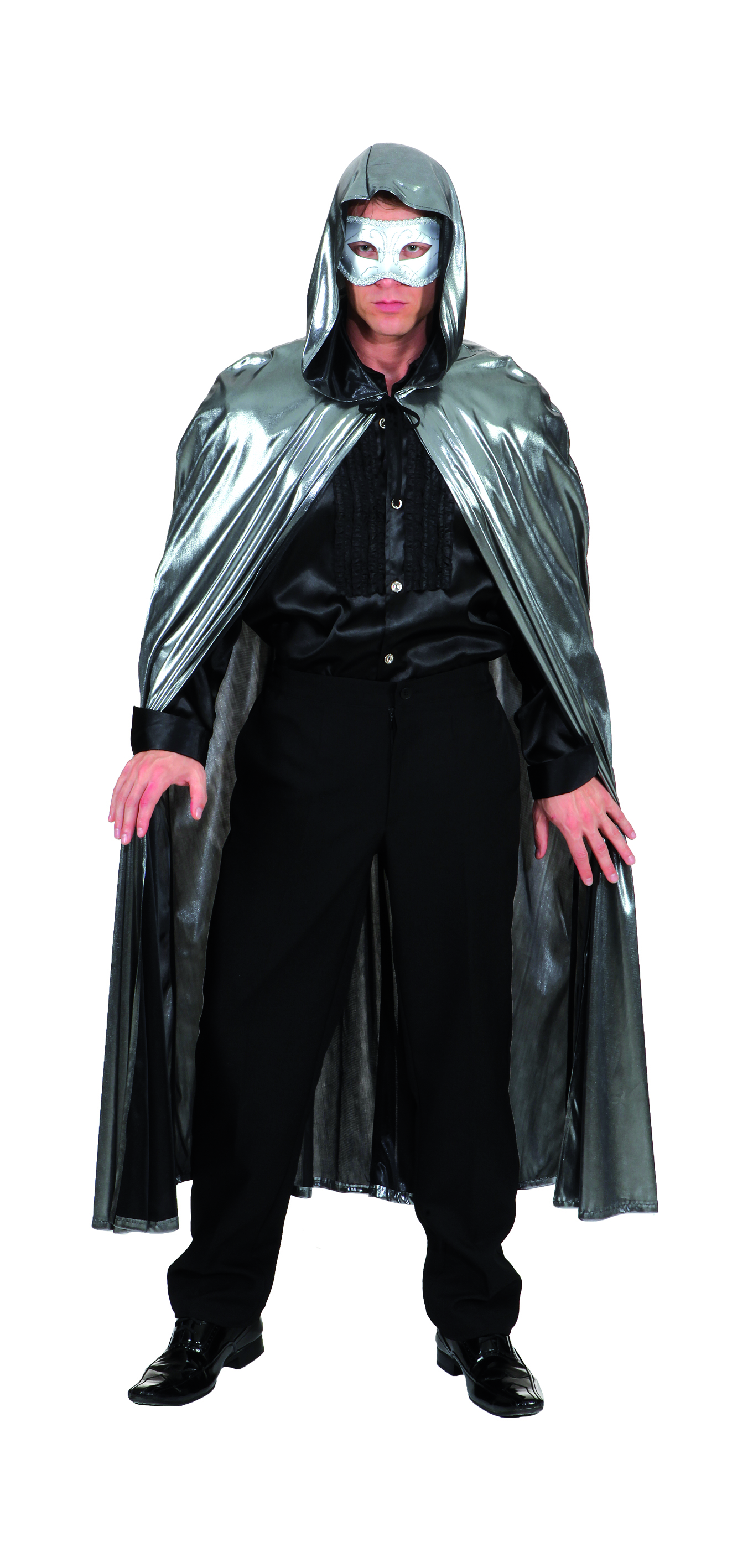 Umhang mit Kapuze silber Lamee