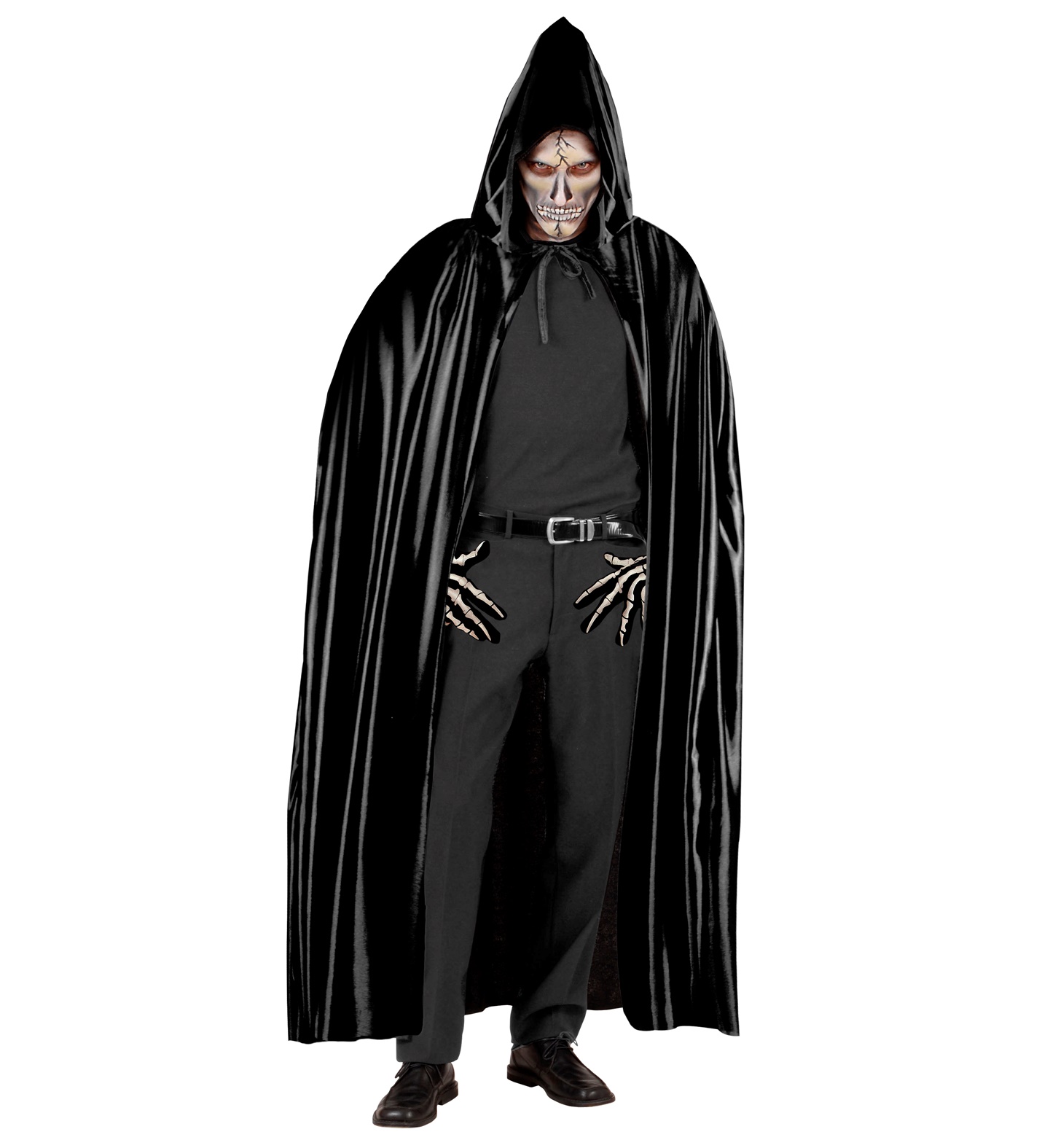 Schwarzer Umhang mit Kapuze ca.140cm