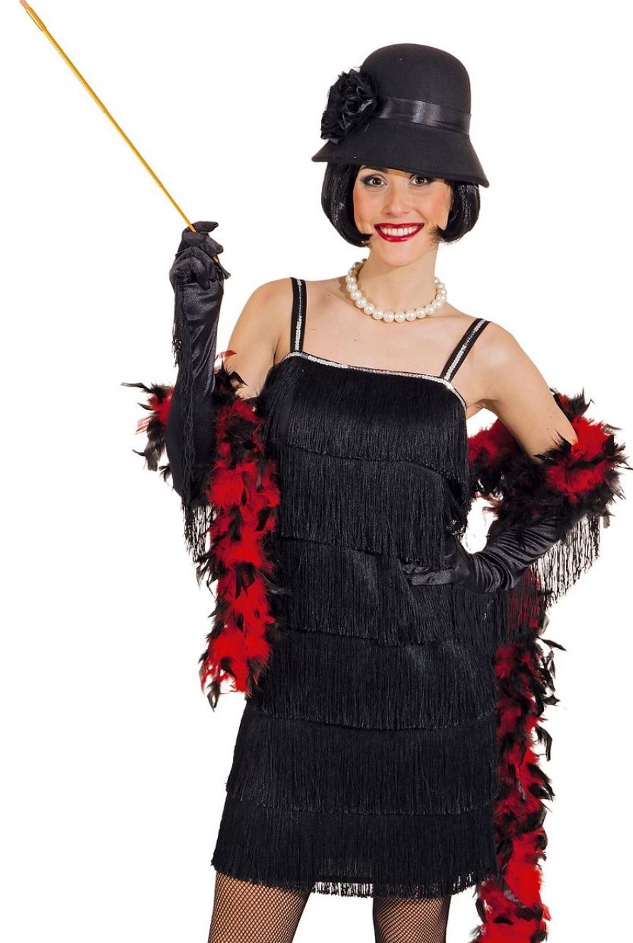 Charleston Kleid 20er Jahre 42/44  schwarz mit Fransen