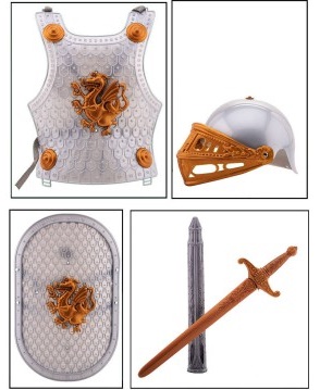 Ritter Rüstung 5teilig silber-grau