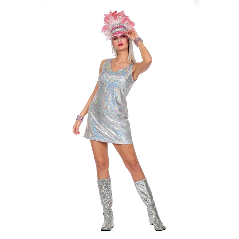 Disco Party Kleid silber M - 38