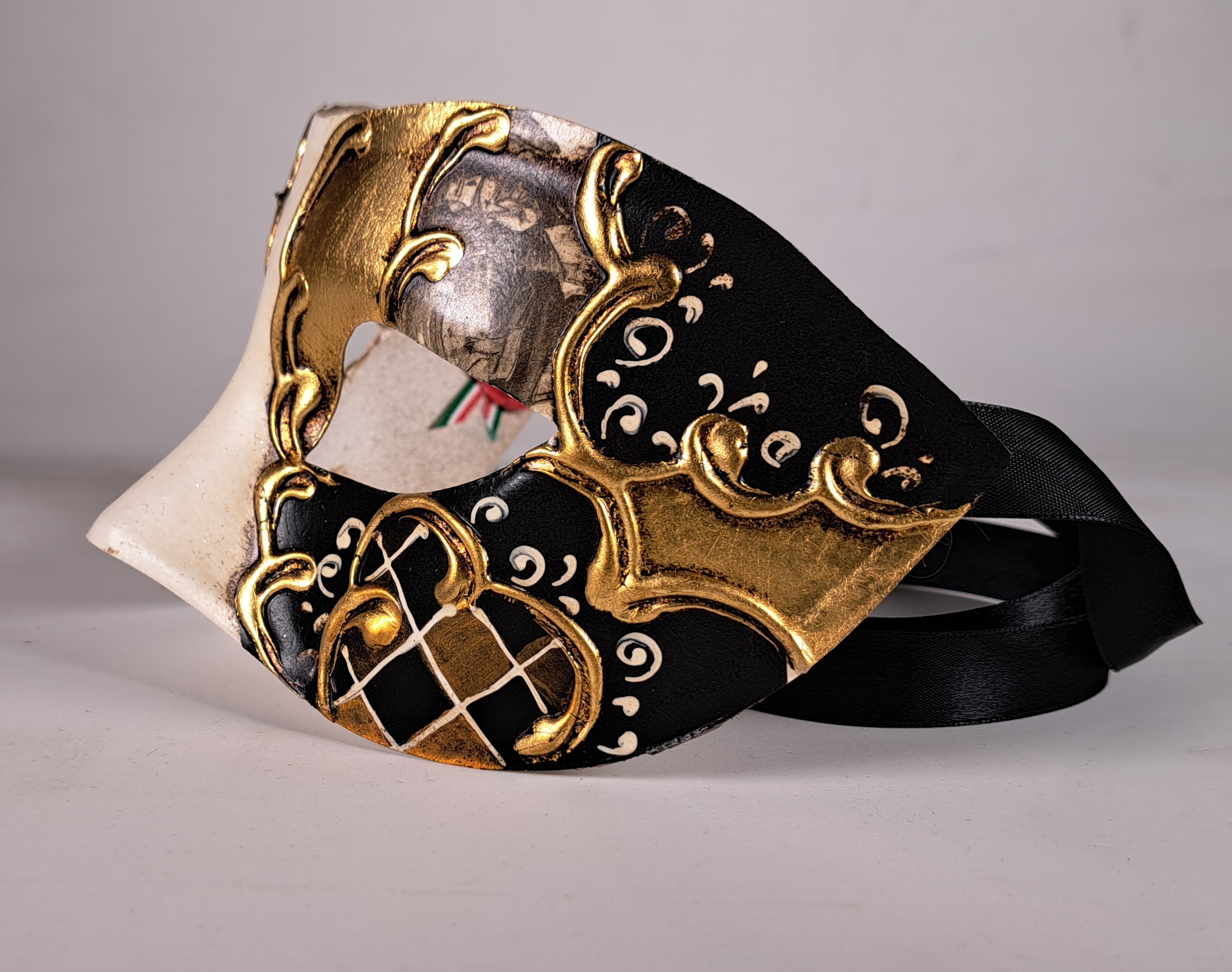 Venezianische Maske Columbine VENEZIA schwarz-gold