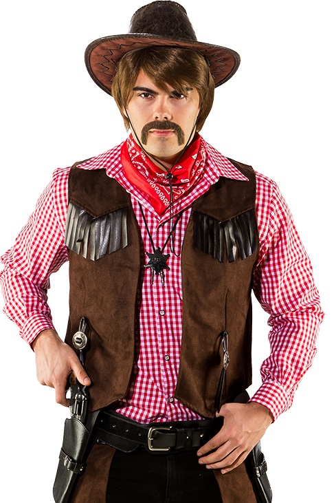 Cowboy Weste Gr. 48/50 Wildlederimitat braun