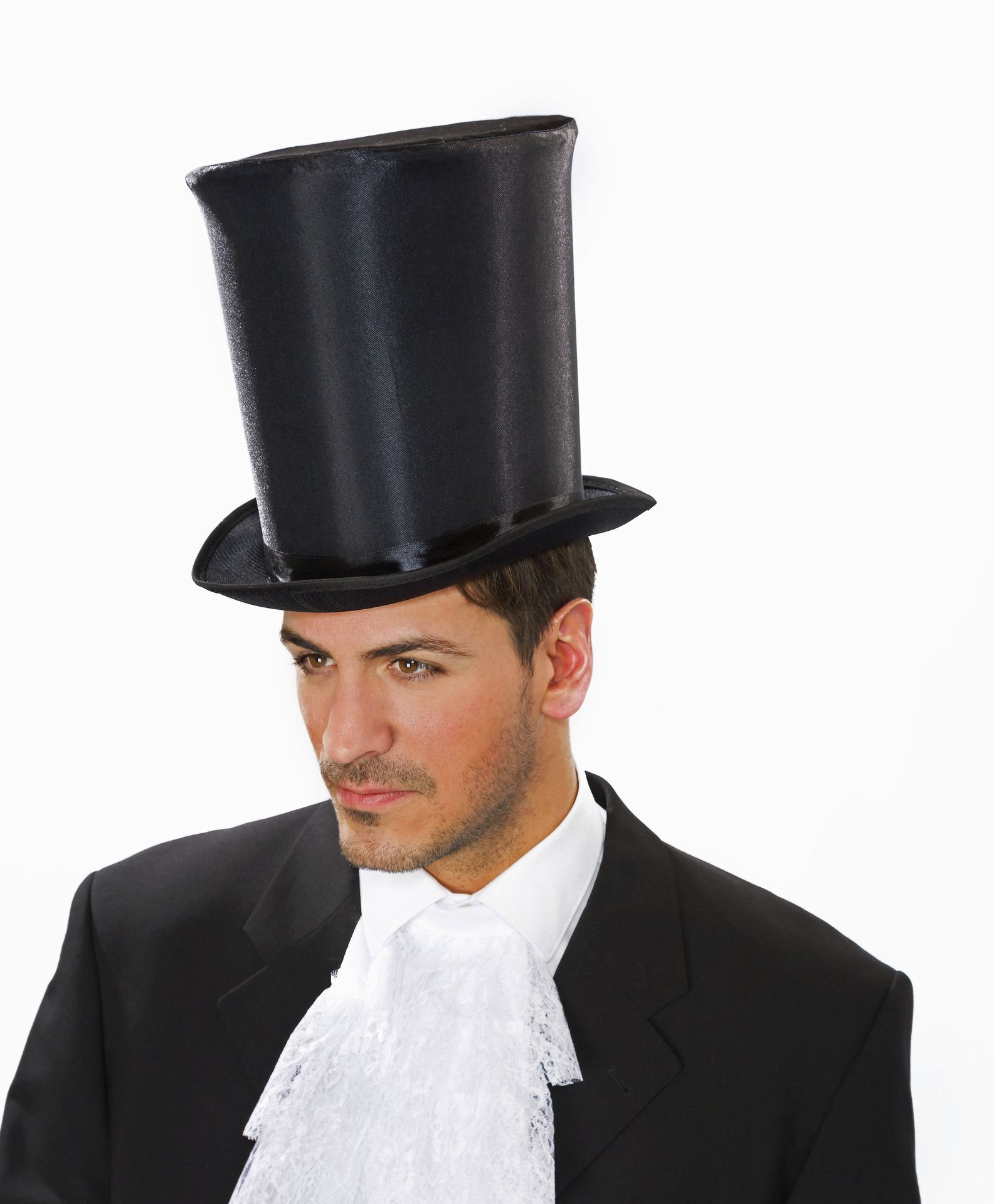 Hoher Zylinder Hut mit Satinbezug schwarz