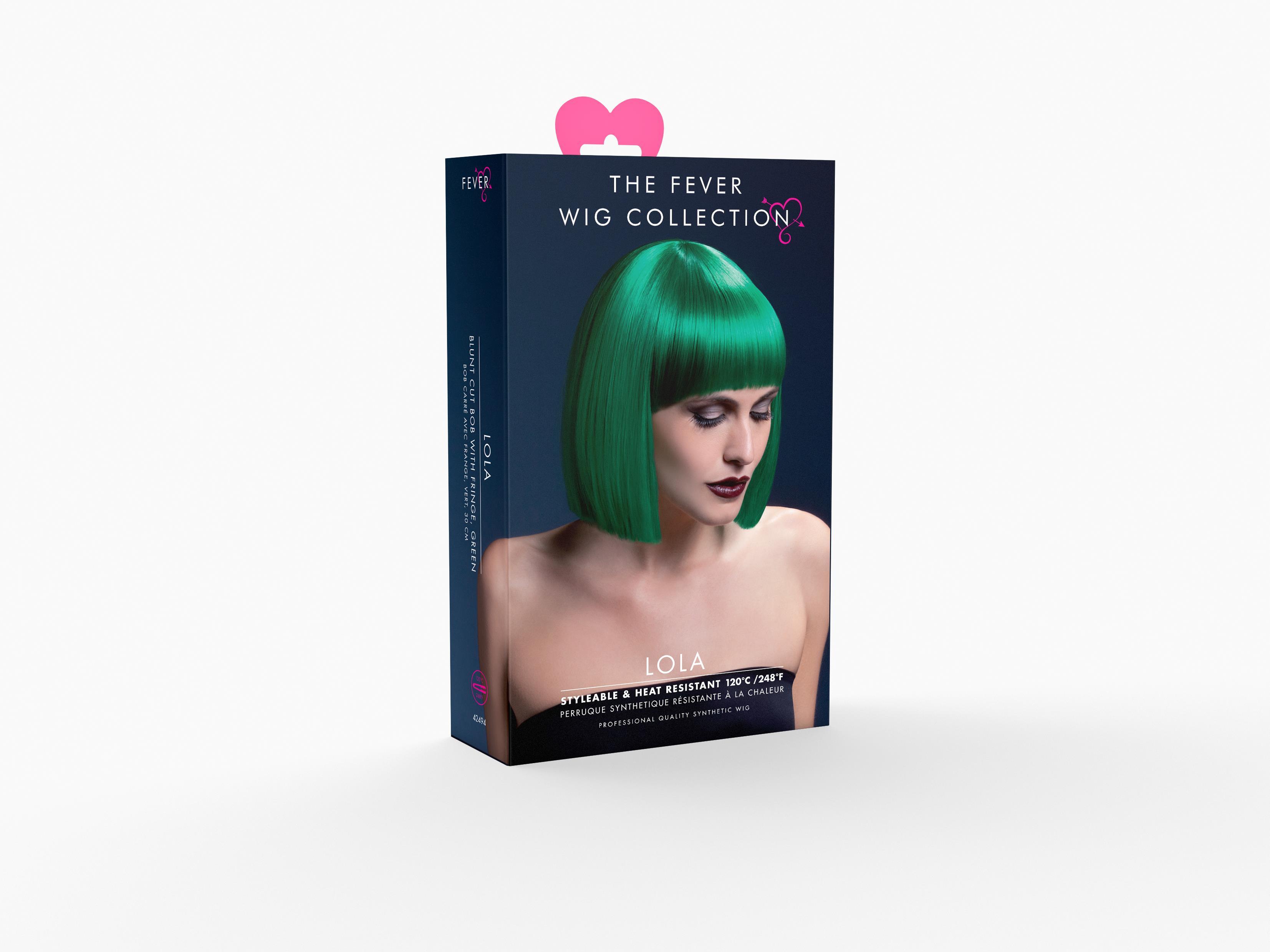 Pagen Kopf Perücke grün LOLA Premium Qualität