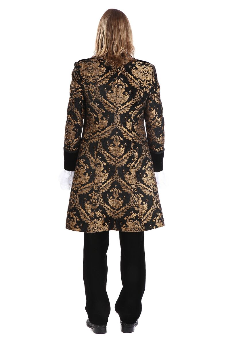 Brokat Mantel  schwarz-gold XXXL  Gr.56/58 deluxe