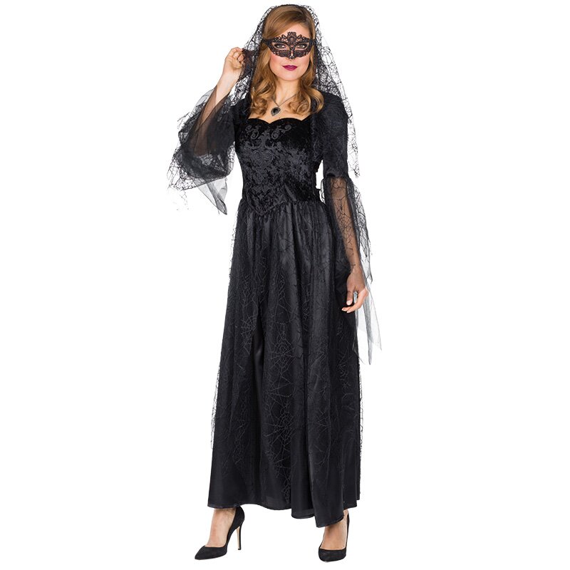 Schwarze Braut Kleid Gr. 46 mit Schleier