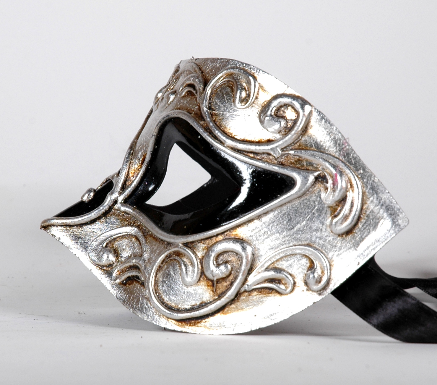 Venezianische Maske Columbine Musica silber-schwarz