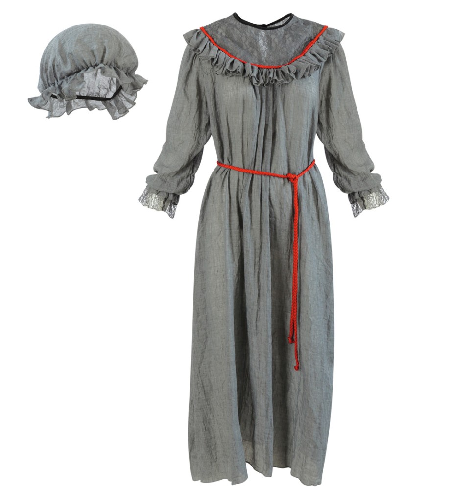 Großmutter Kleid Grau Gr.38 mit Haube