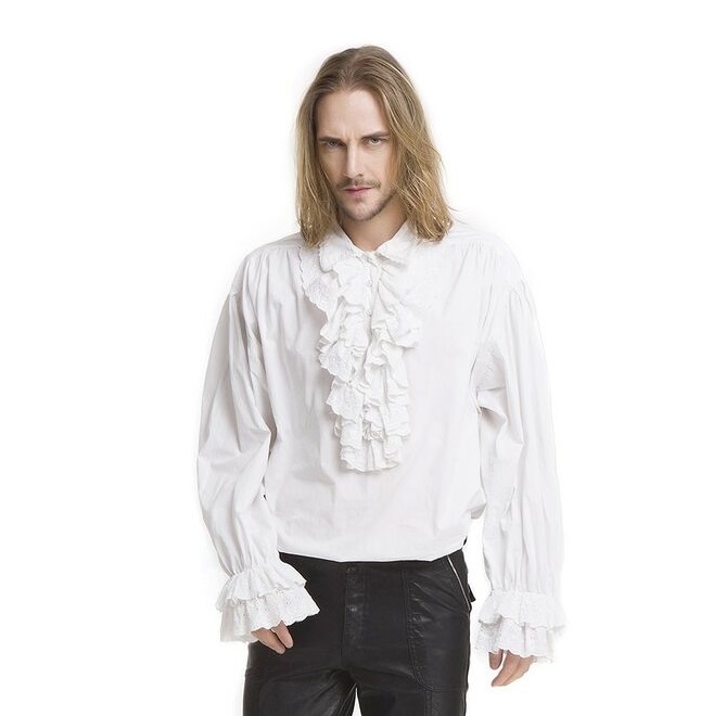 Rüschenhemd weiß XL Gr.56/58   Baumwolle