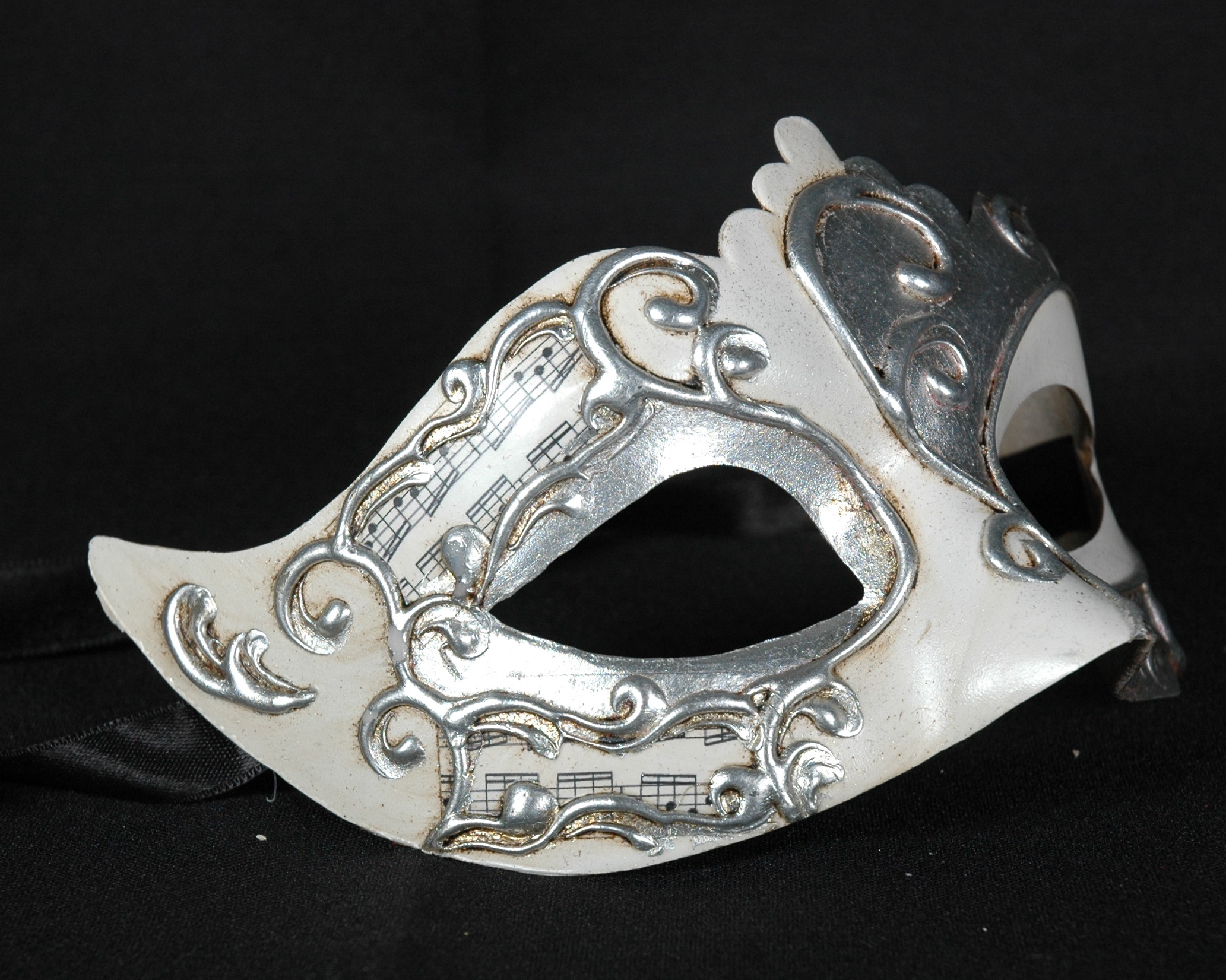 Venezianische Maske weiß-silber Columbine Punta Noten  IRIS