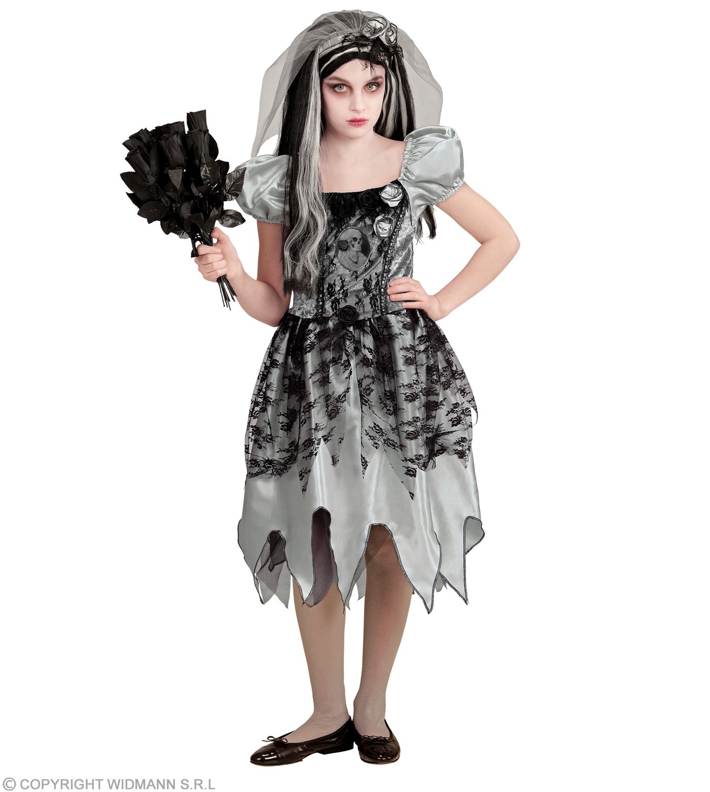 Geisterbraut 128 Kleid m.Schleier