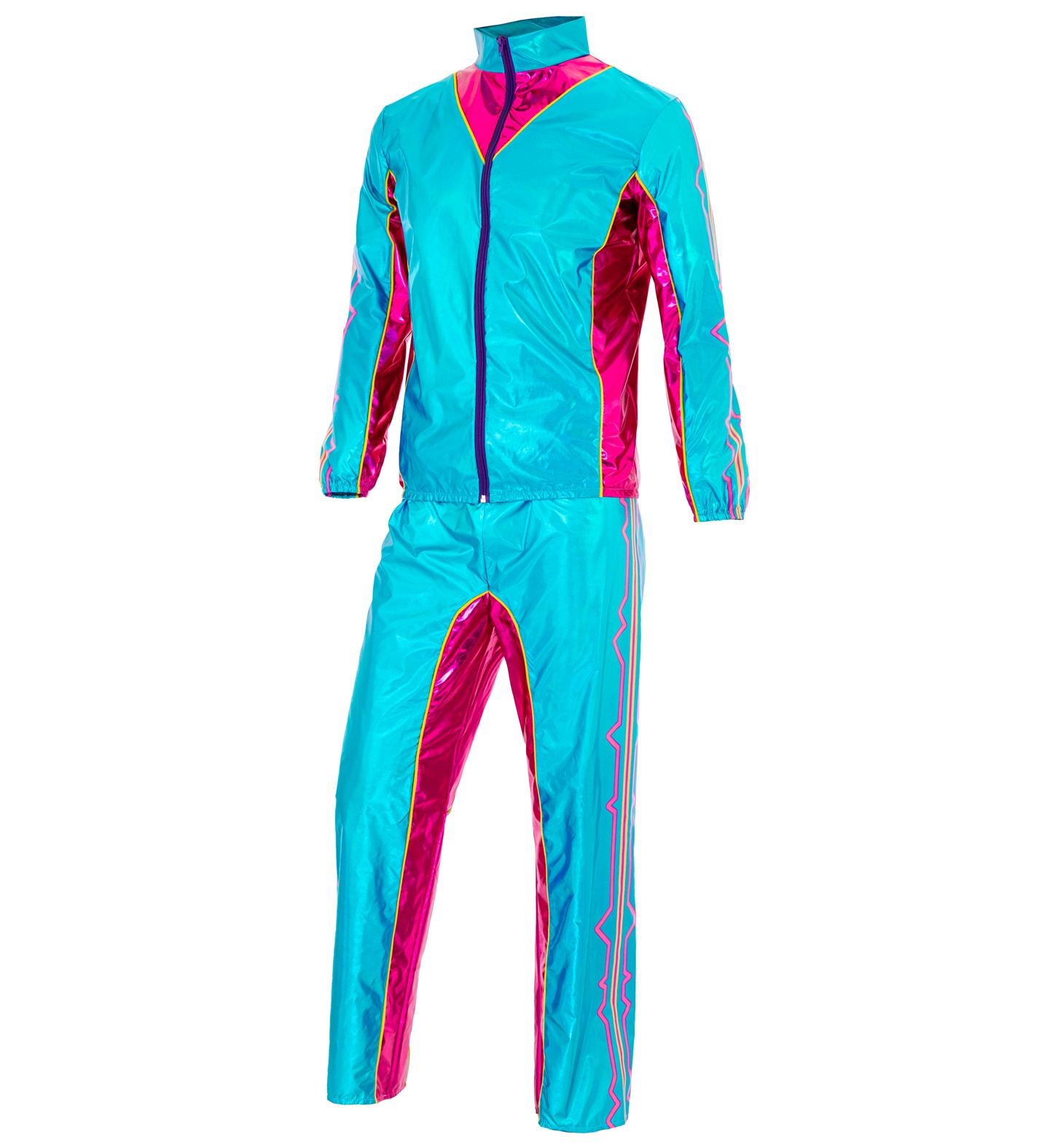 80er Jahre Trainings Anzug LARGE blau-metallic f. DA+HE