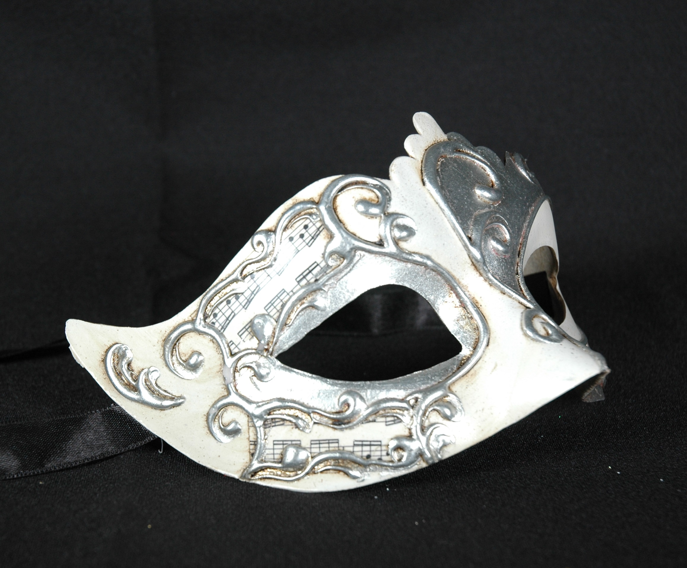 Venezianische Maske weiß-silber Columbine Punta Noten  IRIS