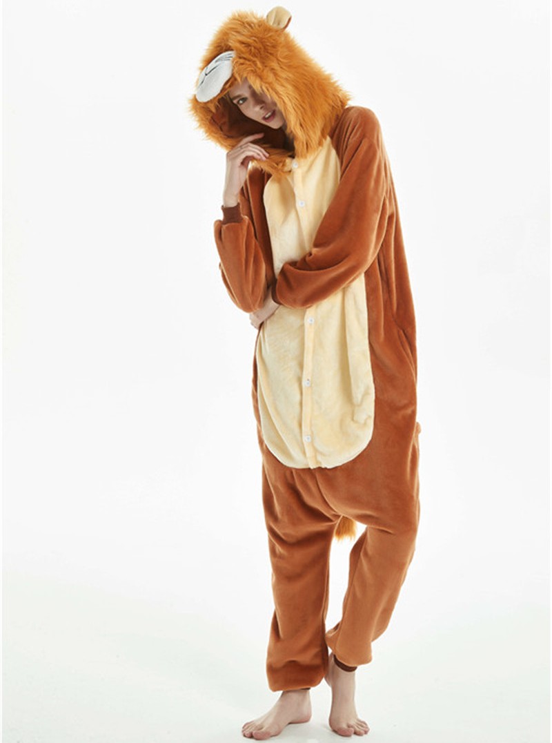 Löwen Kostüm Plüsch Overall   X-SMALL