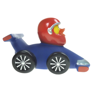 Blaue Rennfahrer Badeente  8cm