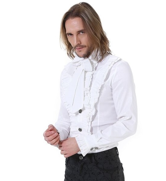 Rüschenhemd weiß S Gr.46  stretch