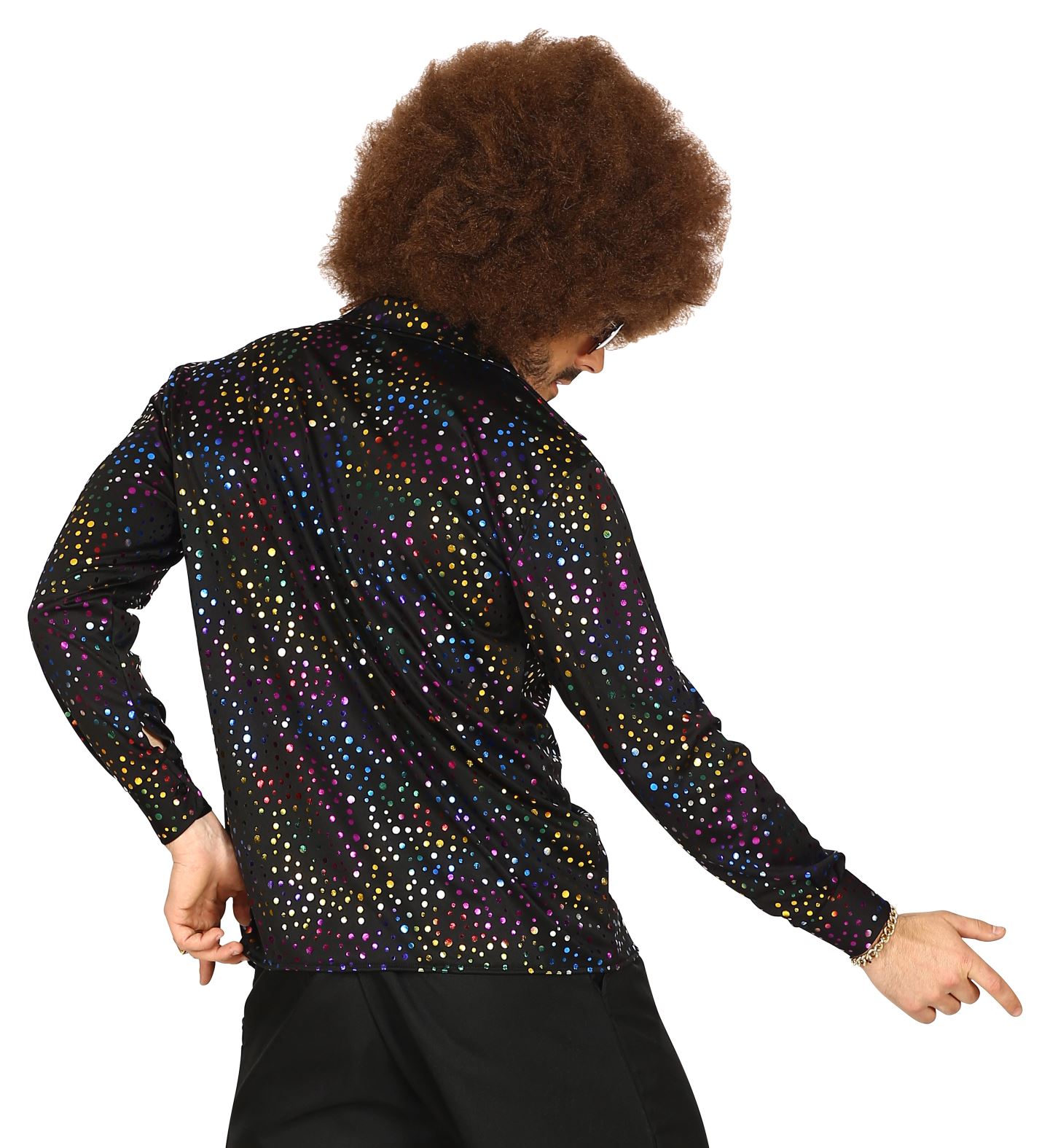 Disco Shirt  L/XL schwarz-glitter