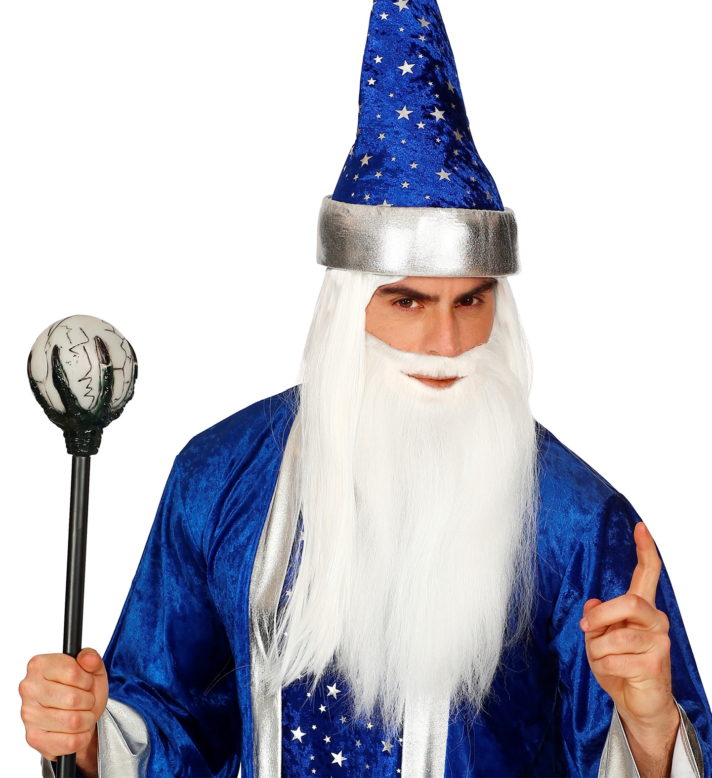 Weisser langer Bart mit Schnurrbart