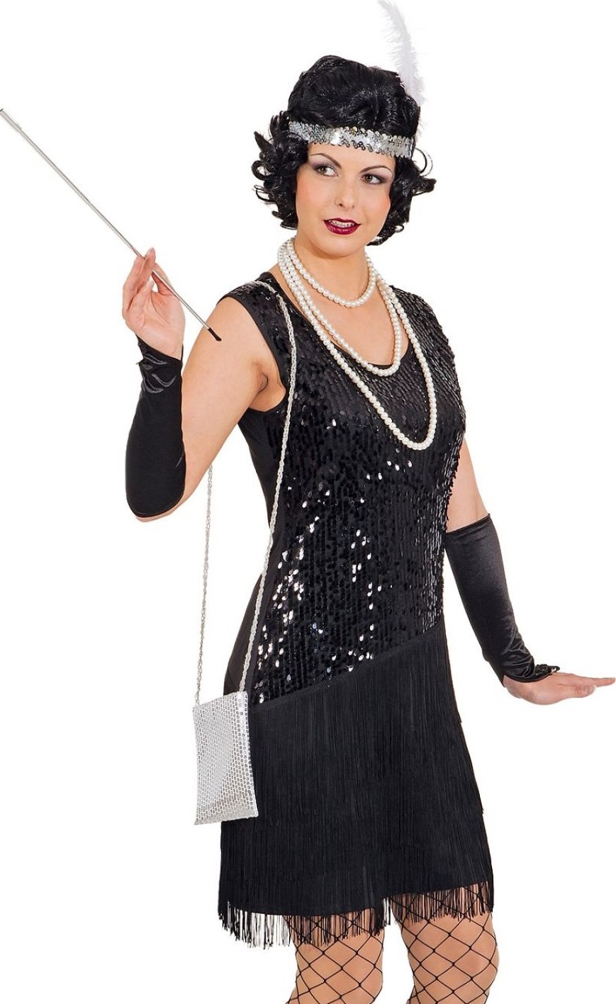 Charleston Kleid 20er Jahre 34/36  schwarz mit Pailletten