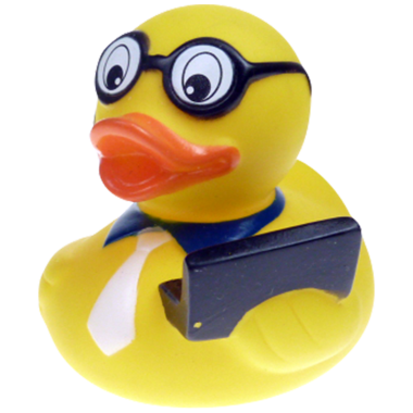 Badeente mit Laptop Computer   8cm