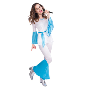 70er Pop Queen weiss-blau OT/Hose 34/36 S