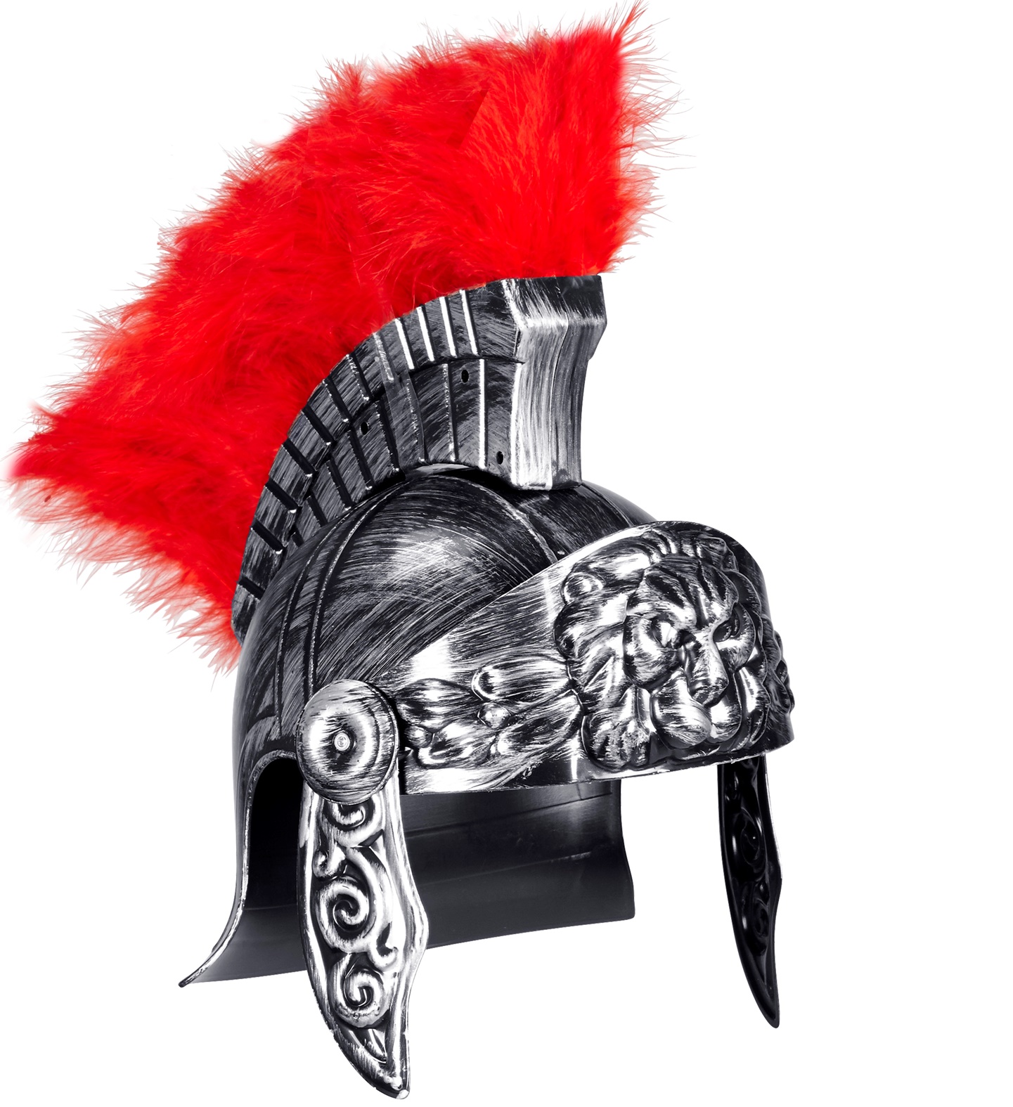 Römer Helm  für Erwachsene  silber-schwarz mit roten Federn