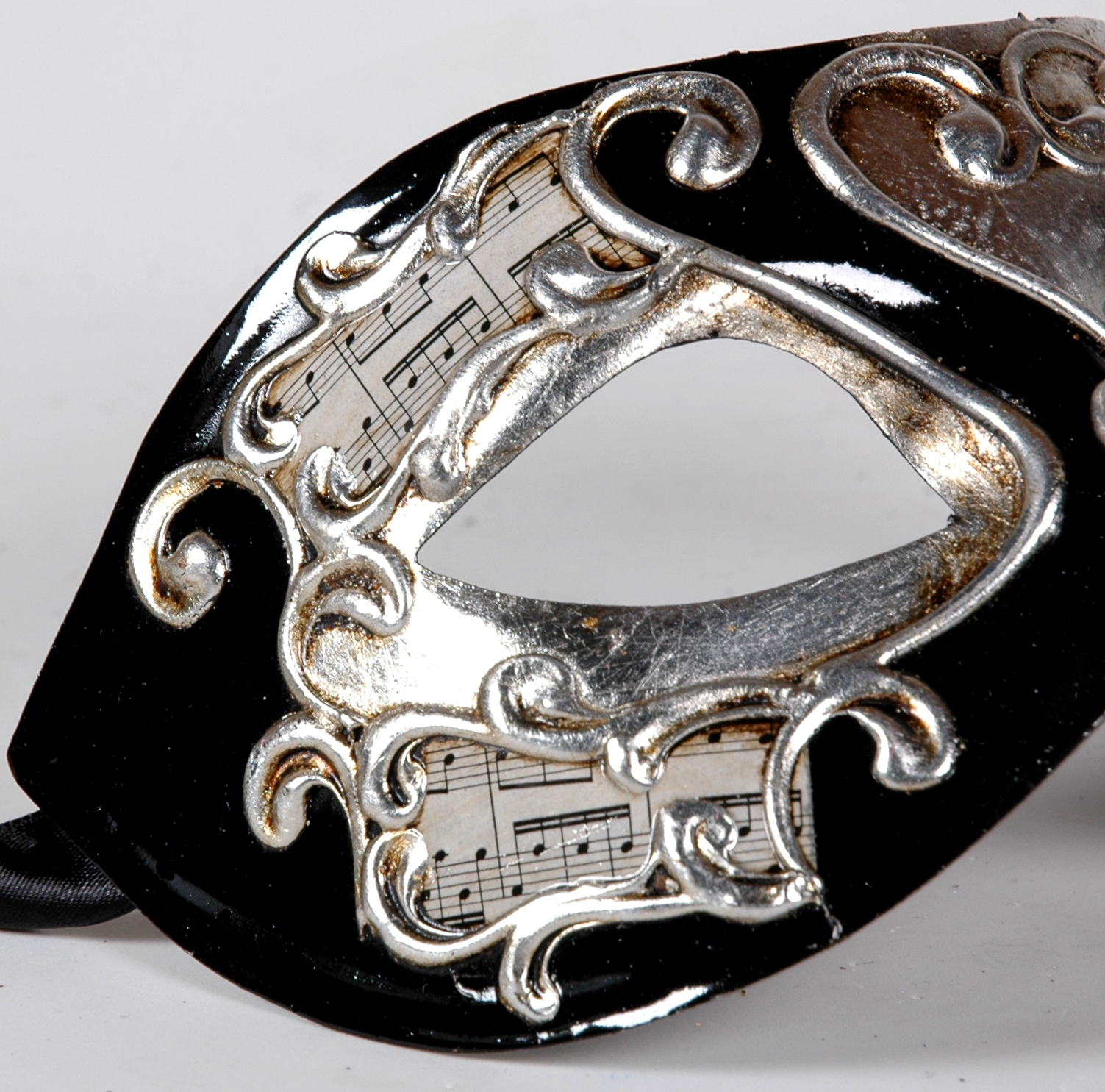 Venezianische Maske Columbine Musica silber-schwarz