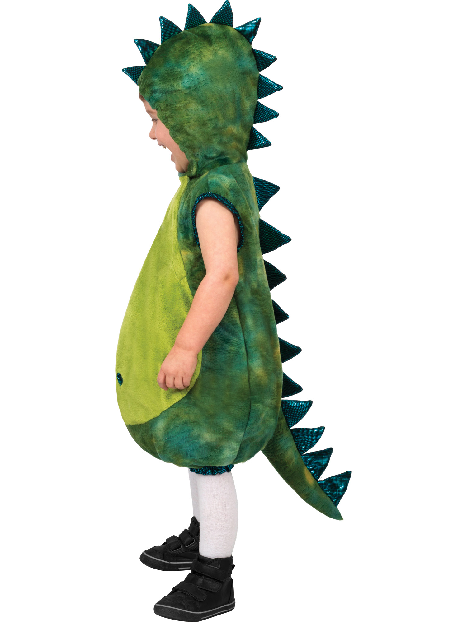 Grüne Dino Plüsch Weste Gr. 92 mit Kapuze