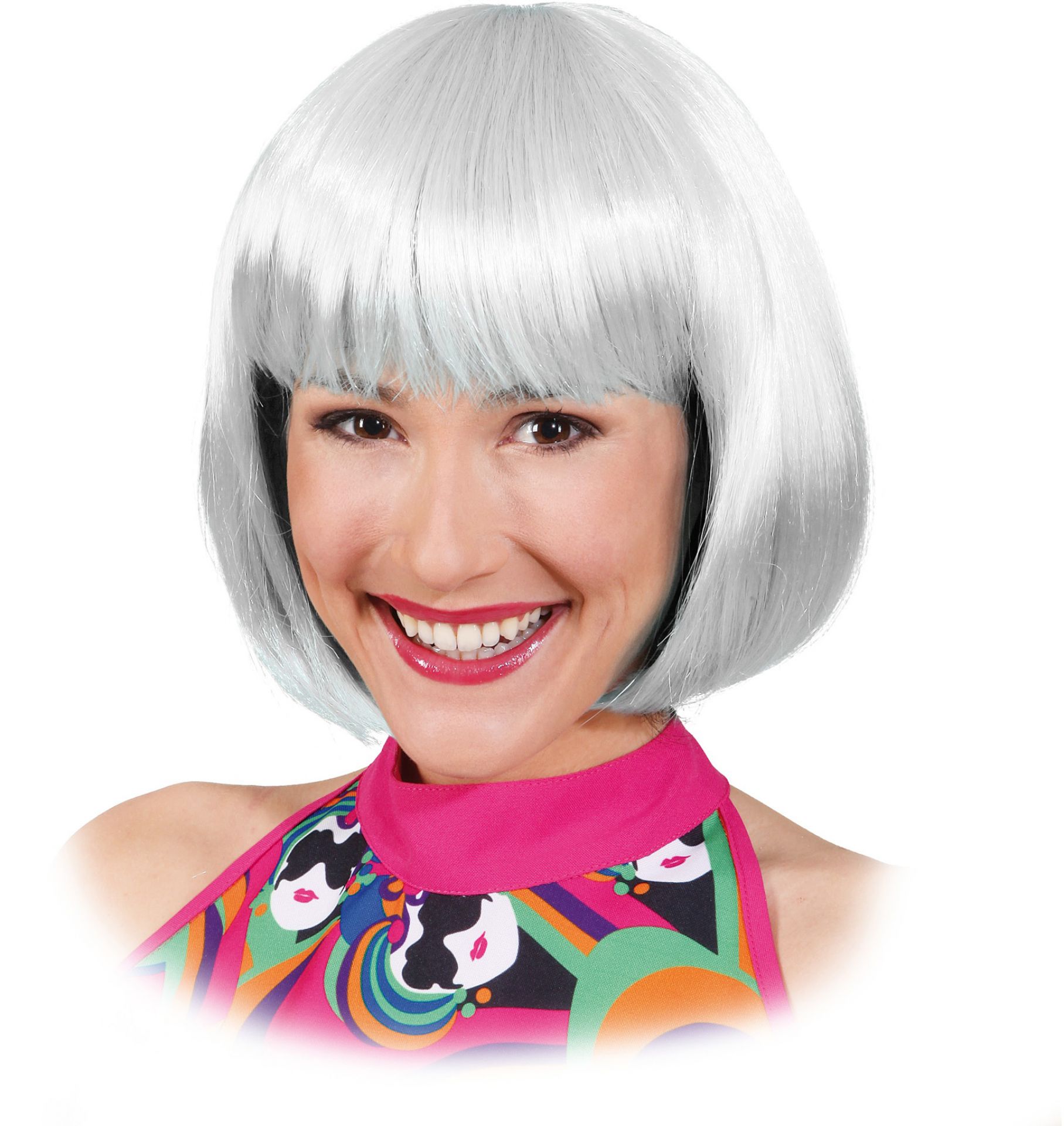 Perücke kurze Haare mit Stirnfansen graue Lola