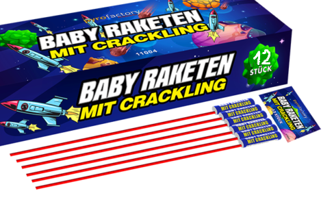 Babyraketen mit Effekt 12 Stk. Packung